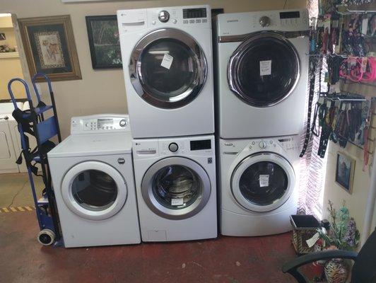 We carry all types of used washers and dryers.