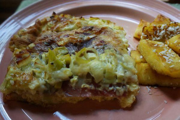 Ham, leek and gruyere bread  pudding. Savory, filling  comforting.