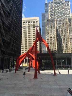 July 8, 2016 11.31.00; Flamingo Sculpture at Federal Plaza in front of the Kluczynski Federal Building in Chicago, IL