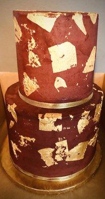 Burgundy & Gold Raspberry Wedding Cake