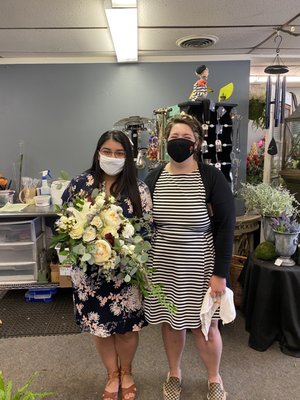 Hannah and I with my bouquet