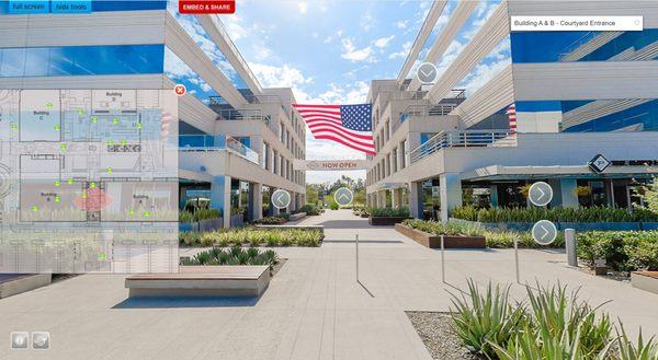 Exterior 360° Panorama with Floor Plan - Office Building Complex in irvine, CA