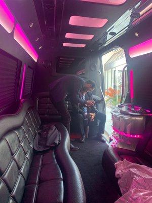 Inside the limo