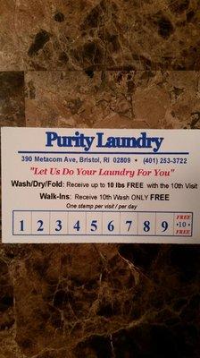 Free wash punch card