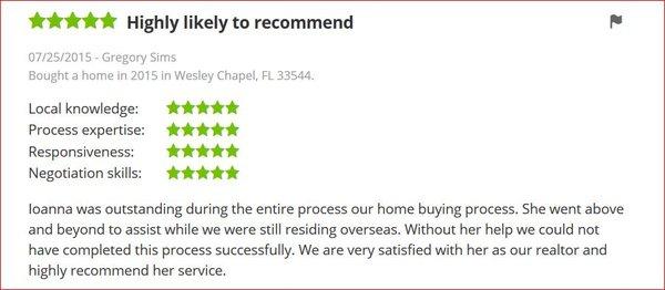 5-Star review from a past buyer client.