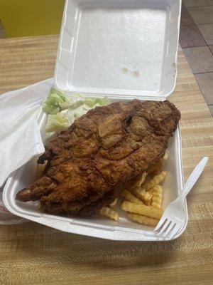 2 fried Pork Chop plate with fries