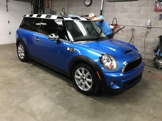 2011 Mini Cooper
The hood stripes were removed, buffed and detailed