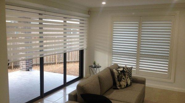 Slide glass door zebra shades