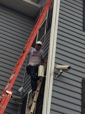 We run cabling for Data,Internet and security cameras. Here security cameras for a whole apartment complex