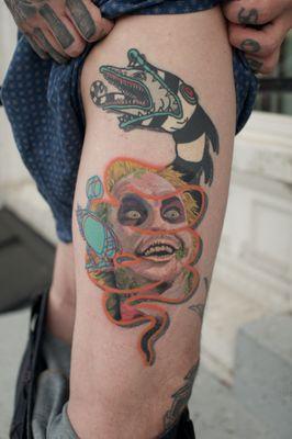 Beetlejuice color neotraditional tattoo