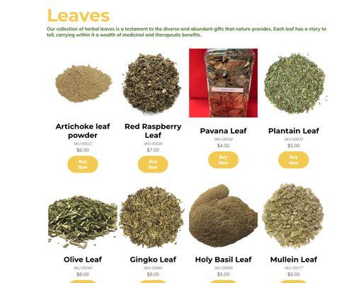 Different leaf herbs available