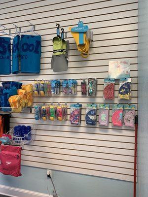 Some swimming apparel and equipment to purchase.