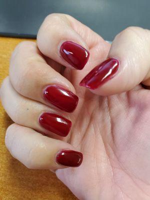 Deep Scarlet gel on acrylic