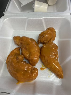 Chicken tenders rolled in gold sauce