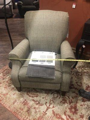 Arm chair/recliner measurements! Nobody would ever guess that this is a recliner! Zero exterior hardest and classic style.