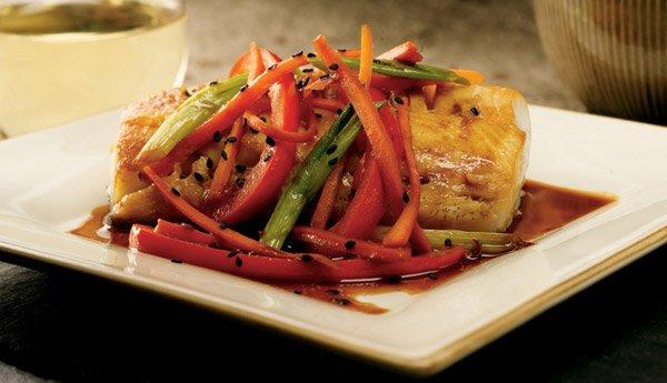 Seared Sablefish with Sautéed Peppers