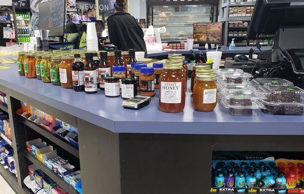 Lical honey, local pickled products and baked items.