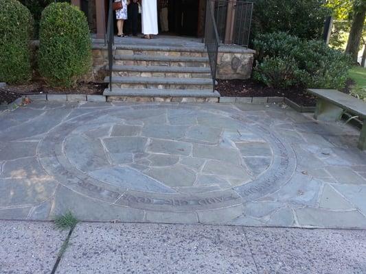 Front of porch to church entrance