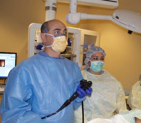 Dr. Raoufi performing an upper endoscopy (EGD)