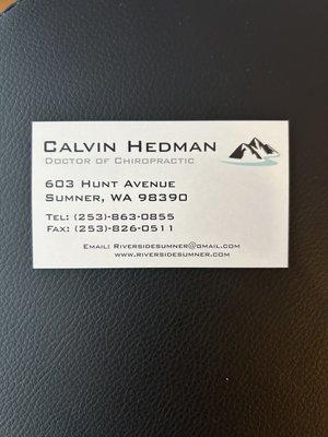 Dr. Calvin's business card