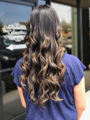 I came in with my natural black hair and Lacy did a great job with a balayage!