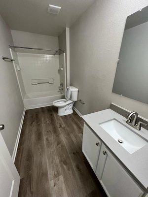 -Wall and base board painting
-Vanity top and sink installation 
-Toilet installation 
-Professional cleaning