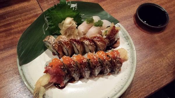 Flounder, Spider roll, Volcano