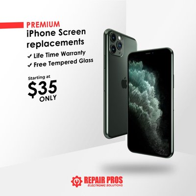 PREMIUM iPHONE SCREEN REPLACEMENTS: STARTING @ ONLY $35! -Lifetime Warranty -Tempered Glass Protection