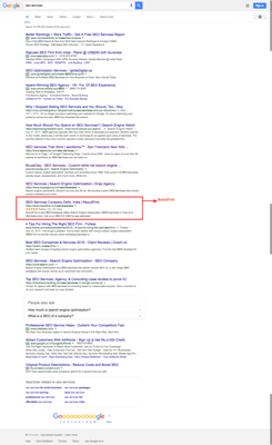 In Google.com, ResultFirst is ranking on 5th position on the keyword "SEO Services"