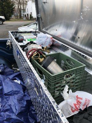 Tommy at Power Pests truck is Loaded with goodies to protect your home.