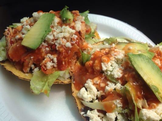 tostada de queso y una de tinga. under $5. support local mom & pop!