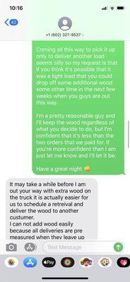 Text thread with firewood by Jerry