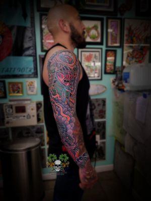 Samurai and Snake sleeve by Alex Freeman