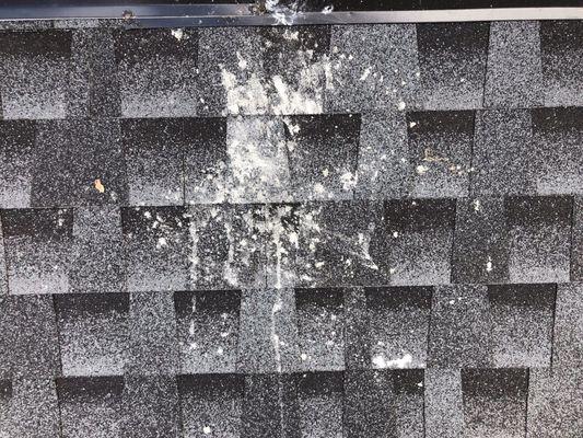 New roof shingles with mortar.