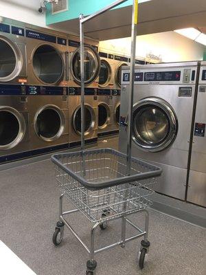 Rolling laundry baskets available.