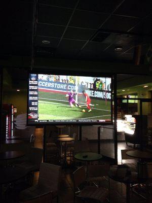 150 inches powered screen and Projector for a bar in Sterling.