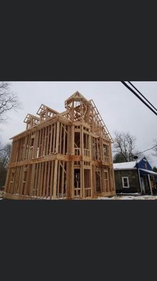 Wood house framing