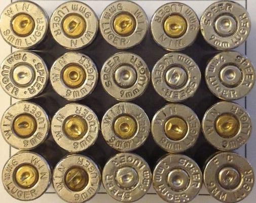 9mm Luger Once Fired Reloading Brass nickel case