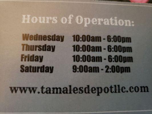 Hours of operations.