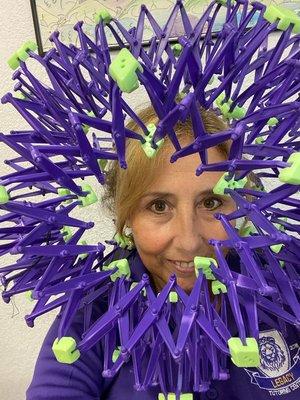 Dina displaying the Hoberman Sphere!