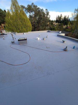 New Gray TPO roof with TPO accessories