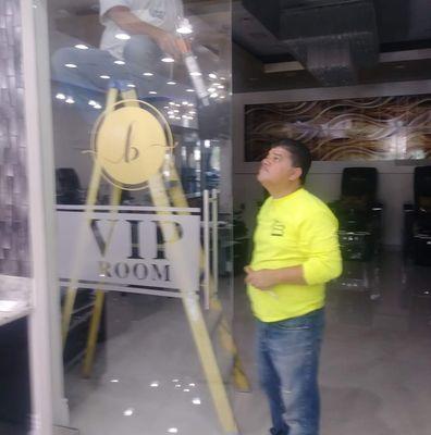 Installing glass door by luis l.