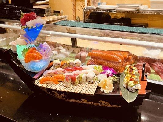 Delicious sushi and sashimi beautifully presented.