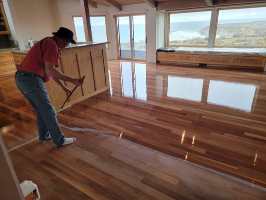 Applying Loba on top Hardwood floor refinishing  By Rich Hardwood Floors