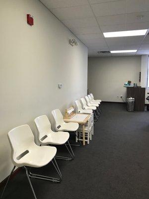 reception area with kids drawing table!