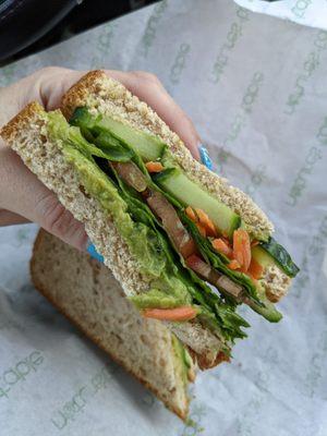 The Avocado Cucumber sandwich on wheat.