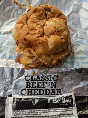 Classic Beef 'n Cheddar sandwich for $4.29.