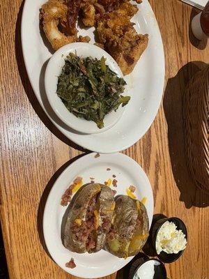 Sweet & Smokey tenders (tenders good, but order extra sauce), collards and backed potatoes (2 because they were small)