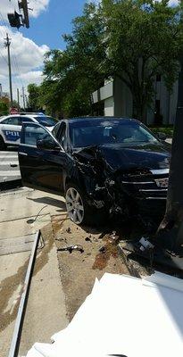 Cadillac hit my sign out front!