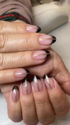 French tip with gold lining